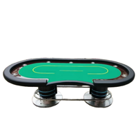 Nouvelle table de poker Texas Hold'em ovale de luxe moderne, surface en feutre, table de jeu de casino en bois pour 10 places, 8 joueurs