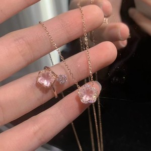 Collier pendentif en argent pur S925, chaîne de clavicule de luxe haut de gamme japonaise, avec zircon, motif cœur et nœud, pour jeune fille - Product Image 1