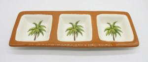 <span class=keywords><strong>Assiette</strong></span> <span class=keywords><strong>carrée</strong></span> en céramique avec imprimé palmier, base blanche, bord brun, style tropical, vaisselle pour servir les aliments à la maison - Product Image 5