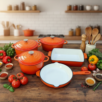 Ensemble de 18 pièces de batterie de cuisine en fonte émaillée au design classique, comprenant un faitout, casseroles et poêles antiadhésives, idéal pour la cuisine domestique