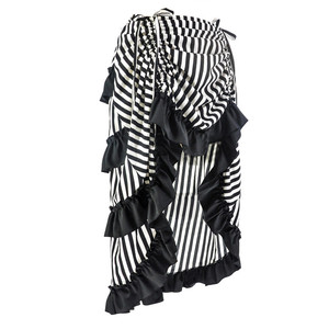 Falda Sexy para mujer, ropa gótica Victoriana, rayas blancas y negras, larga, ajustable, asimétrica, con volantes, faldas Vintage Steampunk - Product Image 3