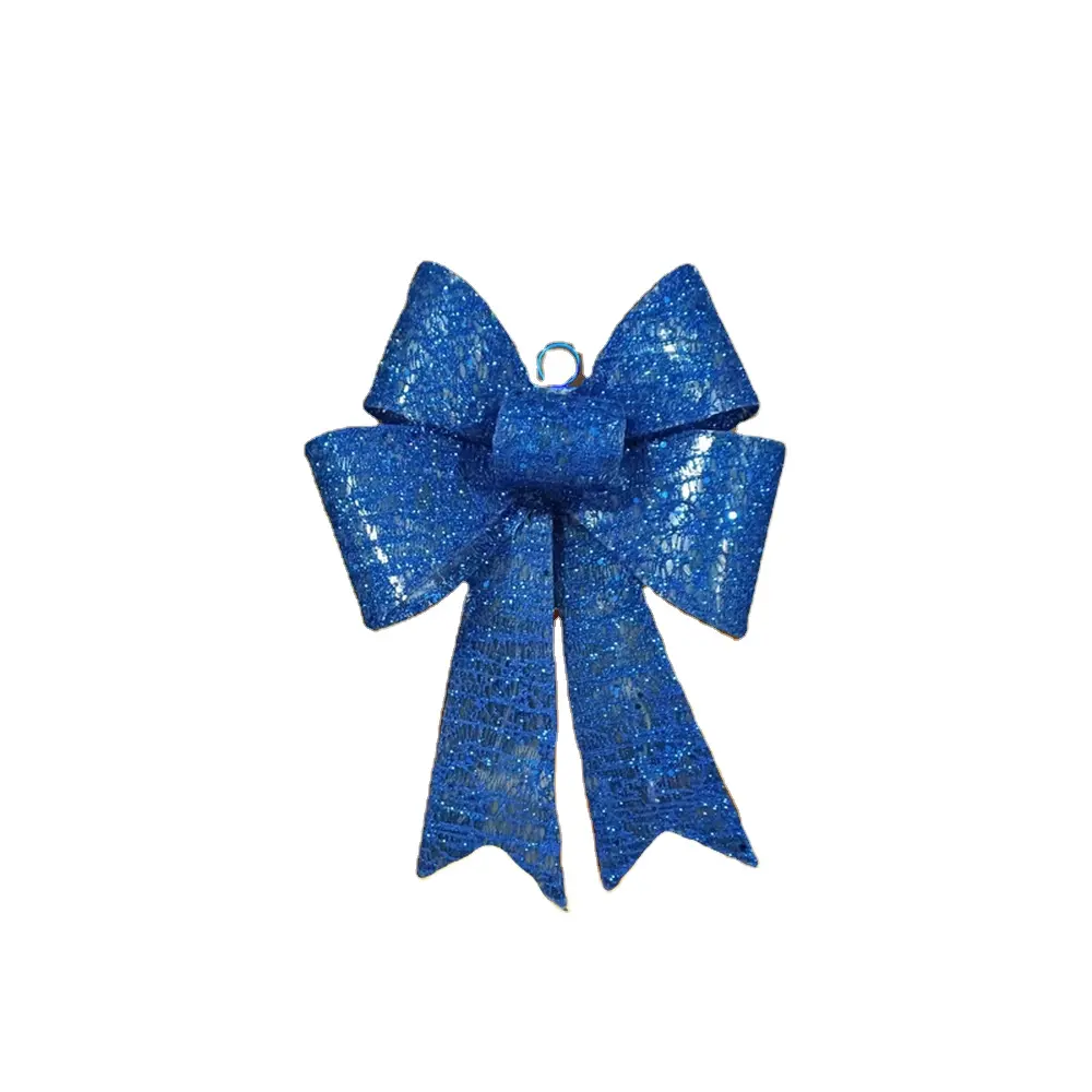 クリスマスのためのアールデコ調の青い弓の室内装飾