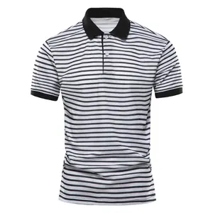 YiXin 남자 폴로 셔츠 미국 크기 줄무늬 짧은 소매 칼라 여름 패션 폴리 에스테르 사용자 정의 폴로 셔츠