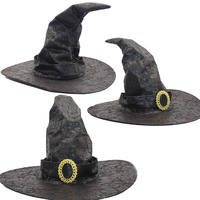 Cappello da strega di Halloween con fibbia in pelle cappello da mago malvagio cappello da festa di Halloween accessorio per Cosplay per feste da donna