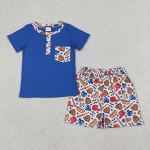 RTS Boutique 4th of July Baseball Print <b>Kids</b> Boy T-shirt Shorts 2-Piece Clothes Outfits USA Baby <b>Bubble</b> Romper Brother Clothes - Product Image 4