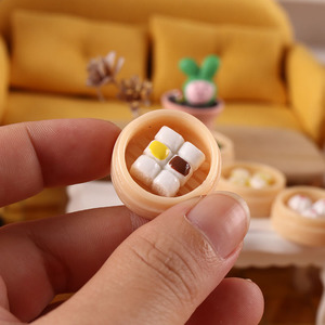Miniatures en résine de <span class=keywords><strong>dim</strong></span> sum, petits pains vapeur fourrés, échelle 1:12, modèle de scène de cuisine pour maison de poupée - Product Image 3