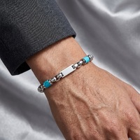 Bracelet pour homme en acier inoxydable, design unique, chaîne épaisse de perles, fait main, perles de pierres naturelles, bijoux de mode