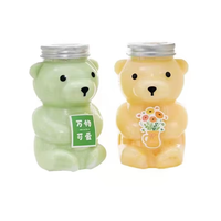 Gobelet à boisson en PET de 400 ml en forme d'ours populaire, bouteille de thé au lait avec bouchon à vis, gobelet à thé jetable de dessin animé