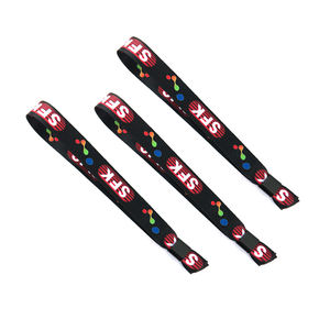 Pulsera de poliéster desechable personalizada, pulsera de tela tejida impresa por sublimación, pulseras promocionales baratas - Product Image 5