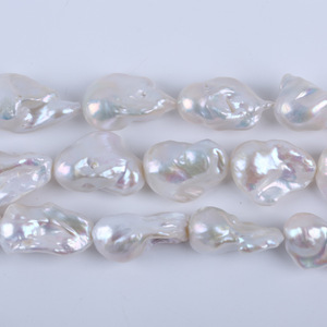 Collier et bracelet en perles blanches de grande taille Zhuji 14-18 mm, perles de culture d'eau douce naturelles, forme de pomme de terre, perles Keshi en vrac - Product Image 3