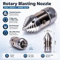 Buse de nettoyage rotative industrielle haute pression pour canalisations, avec tête dentée, filetage femelle G3/8, 30 L/min