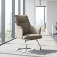 Chaise de bureau exécutive à coussin haute densité avec base en métal, chaise visiteur en cuir PU pour salles d'attente d'hôtel