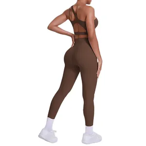 Completo Sportivo da <span class=keywords><strong>Donna</strong></span> 2 Pezzi Sexy Monospalla con Reggiseno e Leggings per Yoga e Fitness - Product Image 5