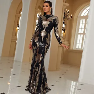 Missord Luxury Sequin Floral Arabic Long Sleeve Slim Evening 2023 Ladies Cocktail Evening Party Club Dresses