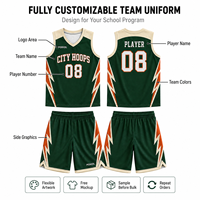 Set di Uniformi Personalizzate per Basket Scolastico, Traspiranti, Taglie Grandi, Resistenti, Maglie e Pantaloncini Sublimati per Ragazzi e Ragazze, Squadre Miste, Abbigliamento Sportivo all'Ingrosso