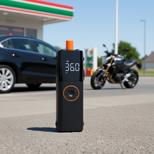 Mini gonfleur de pneus intelligent portable avec écran numérique noir 12V compact pour voiture et moto - Product Image 2