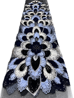 NI.AI Nouveauté Tissu en dentelle de velours perlé avec sequins, motif 3D brodé, tissu en dentelle perlée pour robe de soirée