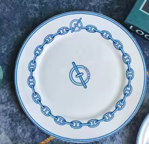 Vajilla de Porcelana Fina de 36 Piezas - Diseño de Cadena Azul Estilo Europeo Apta para Lavavajillas, Regalo Ideal para Mudanza - Product Image 5