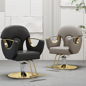 Moderner Friseurstuhl aus Stahl mit Ledersitz, Professionelle Hydraulikpumpe, Hebe- und Drehfunktion für Friseursalons - Product Image 4