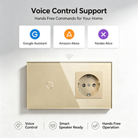 UBARO Tuya WiFi Smart Switch EU Prise Standard Panneau en Verre Trempé Contrôle à Distance par App et Commande Vocale Compatible Alexa Google Yandex Alice