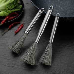 Custom 304 Stainless <b>Long</b> <b>Handle</b> Dish Kitchen Cup Cleaning Artifact With Steel <b>Brush</b> for Pot Scrubbing Bowl Dirt Removal - Product Image 3