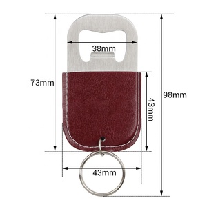 Porte-clés ouvre-<span class=keywords><strong>bouteille</strong></span> en cuir Pu, avec Logo personnalisé gravé au Laser, pièces - Product Image 2