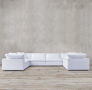 Divano a U Personalizzato Rhoohill RH per Soggiorno, Colore <span class=keywords><strong>Bianco</strong></span>, Stile Moderno in Lino, Divano Cloud per Salotto - Product Image 2