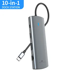 Customized Manufacturer Universal10 In 1 Usb C Usb 3.0 Laptop Diplaylink Usb-c Charging Docking Station With Adapter