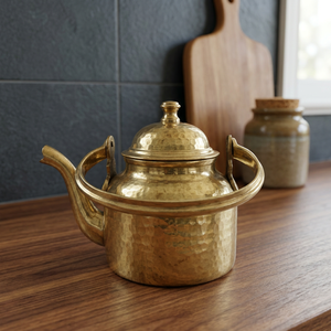 <b>Vintage</b> Brass Tea <b>Kettle</b> With Lid And Handle Water Pot Metal <b>Kettle</b> - Product Image 3