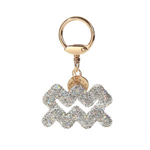 Nouveau Porte-clés Zodiaque <span class=keywords><strong>en</strong></span> Cristal 2025 pour Femme, Breloque Scintillante <span class=keywords><strong>en</strong></span> Strass pour Clés de Voiture et Sac à Main, Pendentif Tendance - Product Image 2
