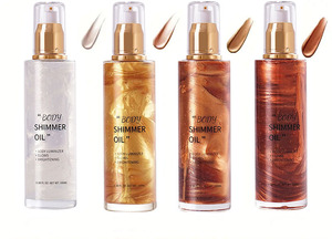 RTS Bulk Mixed Order Private Label Custom Highlighter Makeup Bronzer Skin Glow Body Glitter Liquid Body Shimmer Oil - Product Image 3