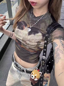 T-shirt da Donna con Stampa, <span class=keywords><strong>Manica</strong></span> Corta, Casual, Moda Streetwear, Abbigliamento Estivo per Donna, Vendita all'Ingrosso AL008-W - Product Image 1