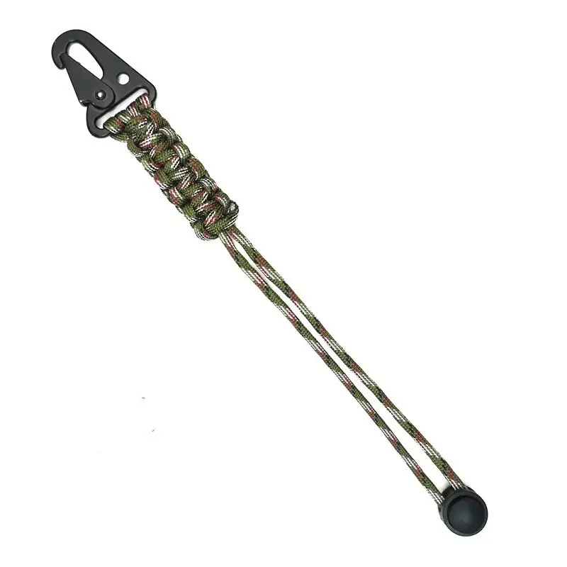 Tactical Carabiner Olecranon Hook Keychain Adjustable Survival Paracord Water Bottle Strap Short Phone Strap