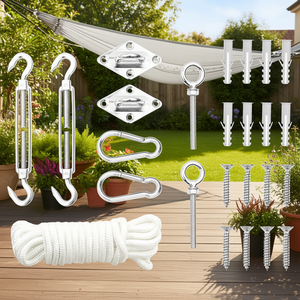 Set di accessori per tenda da sole in acciaio inossidabile con corda e ferramenta per l'installazione di tende da patio - Product Image 2