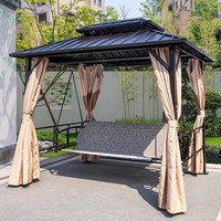 Chaise suspendue multifonctionnelle pour l'extérieur, pour trois personnes, lit double, moustiquaire anti-moustiques, protection solaire, construction en fer