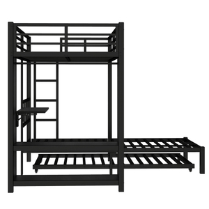 <span class=keywords><strong>Lit</strong></span> mezzanine moderne gain de place avec bureau et armoire pour trois adultes, <span class=keywords><strong>lit</strong></span> superposé en métal avec <span class=keywords><strong>lit</strong></span> <span class=keywords><strong>gigogne</strong></span> pour chambre à coucher - Product Image 3