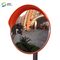 Miroir de sécurité convexe rond de 32 pouces en acrylique noir pour village, allée, route, parking, zone à points morts