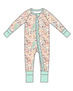 Qingli Oem Tanpa Tarif, MOQ Rendah, Romper Anak Bambu Lengan Panjang dengan Ritsleting Dua Arah dan Ruffle - Product Image 3