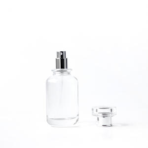 Nueva llegada 100mL botella de cristal de Perfume con forma de cilindro de cuello escalonado transparente con tapa plateada - Product Image 2