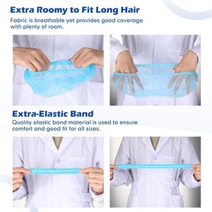 Bonnets bouffants jetables non tissés bleus de 21 pouces pour le service alimentaire, la cuisine, le médical, les salons de beauté, les spas, les fournitures de laboratoire XZ - Product Image 5