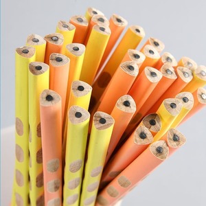 Standard Pencils HB Lead Wood Body <b>Plastic</b> Shell Office School Use Golden Color - Product Image 1