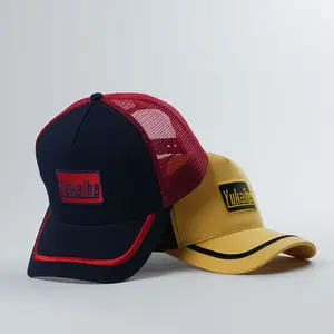כותנה זולה 5 פאנל רשת הצמד אחורי שוליים רקומים מותאם אישית כובע משאית יצרן