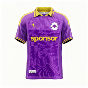 بيع بالجملة الرجعية بوليستر بالتسام سريع الجفاف خفيف الوزن التطريز شعار كرة القدم جيرسي بولو - Product Image 2