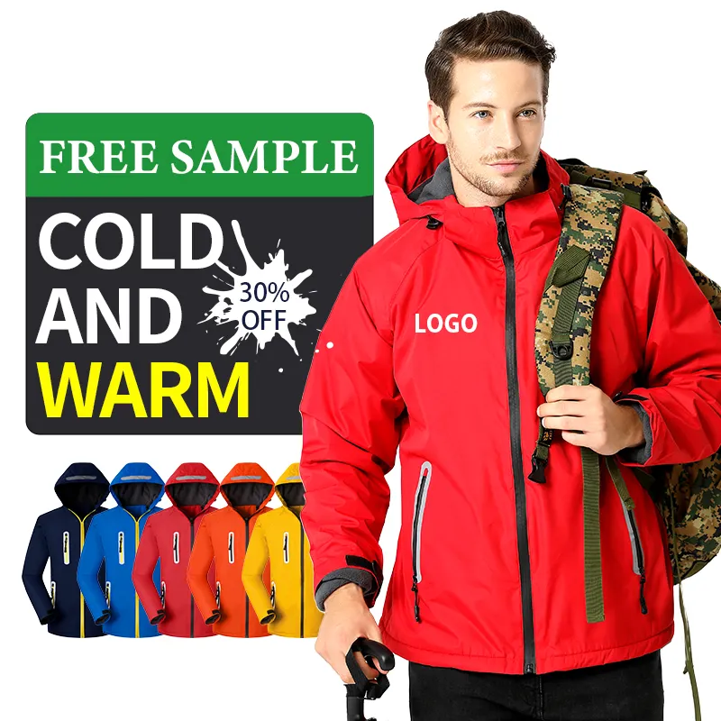 High Quality Custom Printing Logo Men Waterproof Windproof Sport Hiking Coat Winter Men's Outdoor Plus size Jacket
