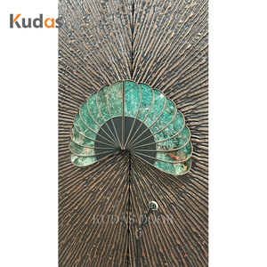 <span class=keywords><strong>Porte</strong></span> d'entrée de sécurité double en aluminium moulé, style Art Déco de luxe, avec poignée sculptée en 3D en forme de paon, pour villa, maison, hôtel - Product Image 3