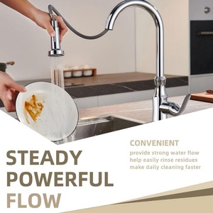 Faucet Head Replacement <b>Chrome</b> Angle Simple Kitchen Sink Faucet Sprayer Pull Down Hose Spray Head Stream and Spray Mode - Product Image 5