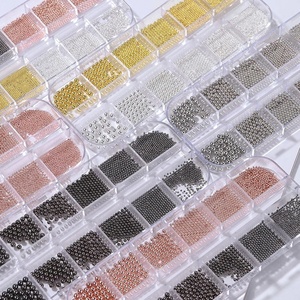 Mini pequeño 3D <span class=keywords><strong>de</strong></span> acero inoxidable <span class=keywords><strong>Caviar</strong></span> Beads Nail Art Decoraciones Silver Rose Gold Charm Gel Polish Tips - Product Image 2
