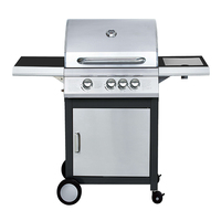 Barbecue portable en acier inoxydable à double couvercle robuste pour l'extérieur avec brûleur infrarouge et atténuateur de flamme en verre