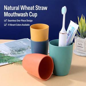 Eco-friendly Wheat Straw Drinking Cup Unbreakable Reusable Mouthwash <b>Mug</b> Assorted Colors for Home Bathroom School Travel - Product Image 5