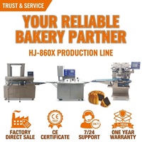 Ligne de production de gâteaux de lune HJ-860X avec contrôle PLC, machine automatique de fabrication de maamoul, ligne d'enrobage et de formage de qualité alimentaire